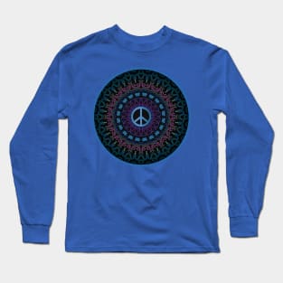 Peace Sign Blue Kaleidoscope Long Sleeve T-Shirt